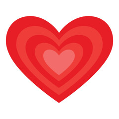 A vibrant red heart with concentric layers, symbolizing love and affection, isolated on a