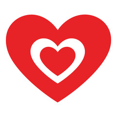 A red heart with a white heart inside, symbolizing love, affection, and romance for valentines day and other special occasions