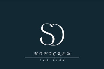 Fototapeta premium SD Initials Stylized Monogram Design Featuring Intertwined. Artistic representation of monogram initials creatively arranged and displayed.