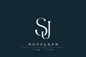 SJ Initials Stylized Monogram Design Featuring Intertwined. Artistic representation of monogram initials creatively arranged and displayed.