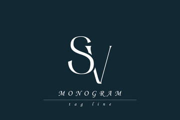 SV Initials Stylized Monogram Design Featuring Intertwined. Artistic representation of monogram initials creatively arranged and displayed.