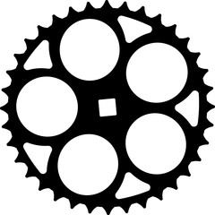 Silhouette of a bicycle chain wheel. Bike sprocket isolated.