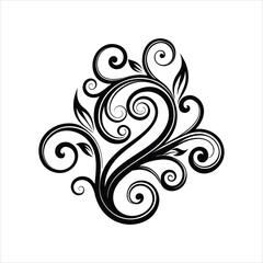 Ornamental Decorative Swirl Line Art Vector Illustration
