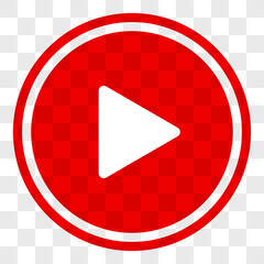 Play button. Red round play icon