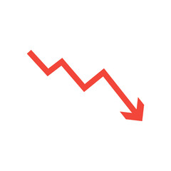 Red arrow graph, business stock market investment down fall direction loss stock market crash 