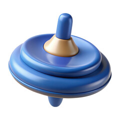 A blue and gold spinning top toy isolated on transparent background for children
