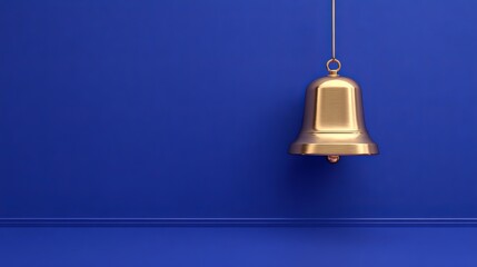 Obraz premium A soft pink background serves as the backdrop for a mahogany bronze liberty bell placed on the left, complete with copy space for text, generated in 3D using AI designer elements
