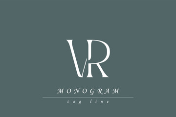 VR Initials Stylized Monogram Design Featuring Intertwined. Artistic representation of monogram initials creatively arranged and displayed.