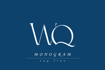 WQ Initials Stylized Monogram Design Featuring Intertwined. Artistic representation of monogram initials creatively arranged and displayed.