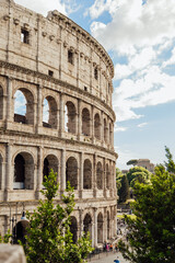 Ancient Roman Colosseum amphitheater in Rome, Italy