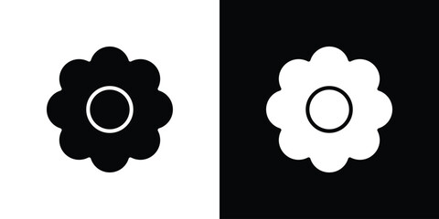 Abstract Flower Icon in Black and White with Simple Design