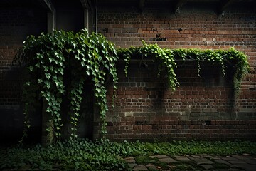 Naklejka premium old brick wall with ivy