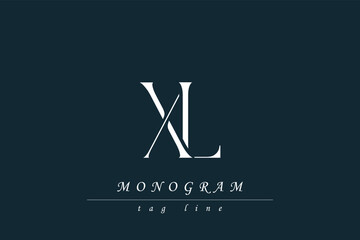 XL Initials Stylized Monogram Design Featuring Intertwined. Artistic representation of monogram initials creatively arranged and displayed.