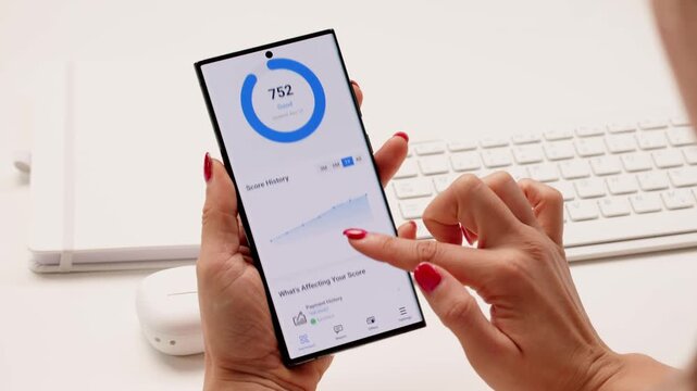 Woman Holding Phone With Good Credit Score