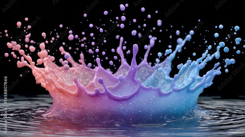 Aufkleber a vibrant splash of water with a colorful gradient effect, creating a captivating visual experience.