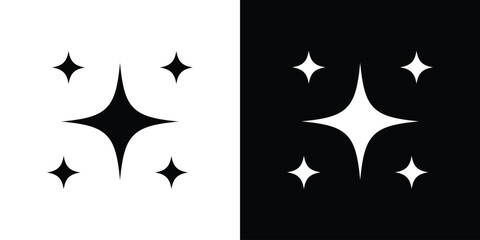 Sparkles Icon Set in Black and White with Simple Design