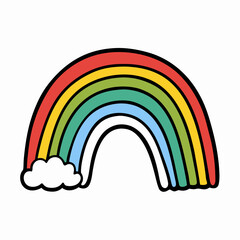 Fototapeta premium Vibrant rainbow with cloud evokes joy and positivity, perfect for children's designs, educational materials, and uplifting projects