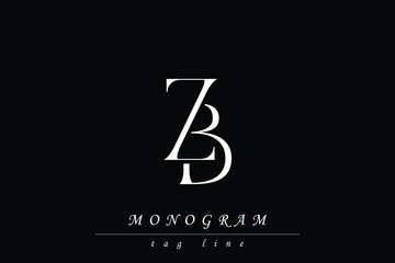 ZB Initials Stylized Monogram Design Featuring Intertwined. Artistic representation of monogram initials creatively arranged and displayed.