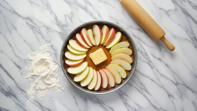 Hausgemachter Apfelkuchen &ndash; Zubereitung mit frischen Zutaten in der K&uuml;che