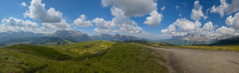 Armentarola Dolomites huge panorama landscape in summer season