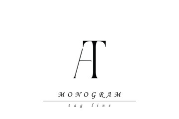 AT Initials Stylized Monogram Design Featuring Intertwined. Artistic representation of monogram initials creatively arranged and displayed.