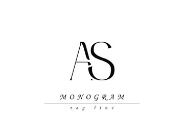 AS Initials Stylized Monogram Design Featuring Intertwined. Artistic representation of monogram initials creatively arranged and displayed.