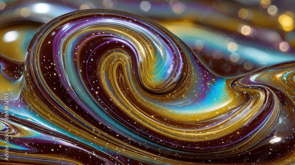 Aufkleber an abstract swirling design with a mix of colors creating a sense of depth and motion, like a vibran