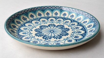 blue ceramic plate