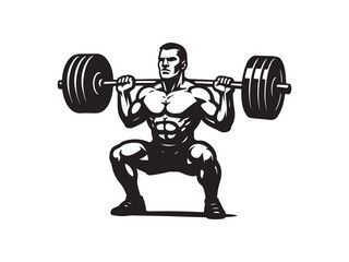 3d man lifting weights isolated vector silhouette