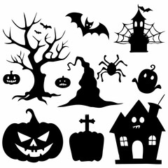 Happy Halloween Vector Pack Scary Elements & Creepy Illustrations.eps