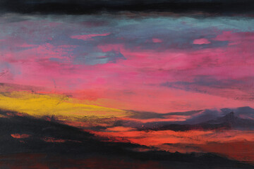 Obraz premium Vivid abstract sunset with bold brushwork
