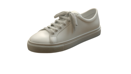 A single, light gray sneaker,  lace-up,  clean lines,  neutral color
