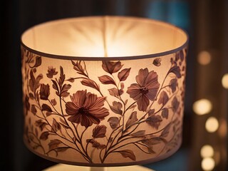 A table lamp with a floral pattern indoors 