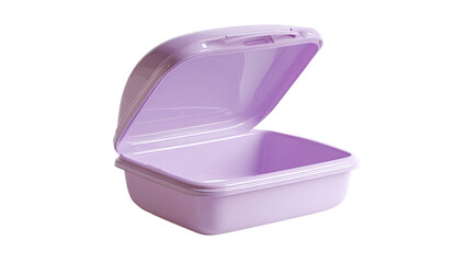 Light purple plastic lunchbox, open
