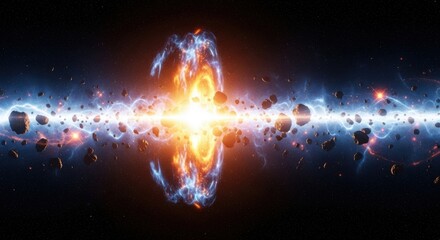 Cosmic event creating a vibrant celestial phenomenon with exploding stars