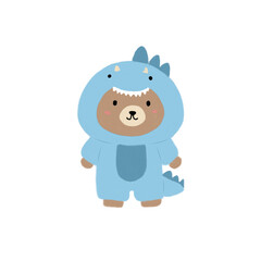 Funny cartoon bear dressed in dragon costum