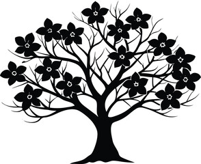 Dogwood Tree in Bloom Silhouette