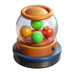 3d render of a lottery ball tumbler machine with colorful balls inside