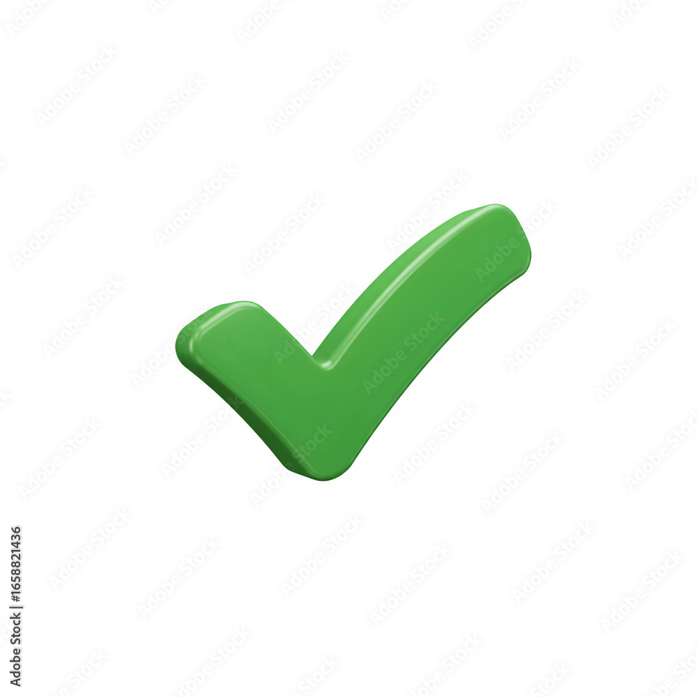 Aufkleber green 3d check mark icon png – glossy tick symbol render – isolated on transparent background png fo