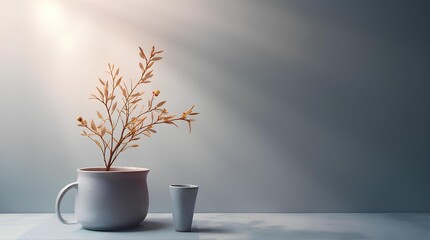 Flower vase with light shining through