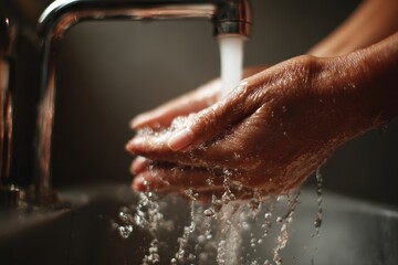 Fototapeta premium Female cleaning her hands