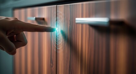 Touchscreen interface on wooden cabinet: innovative technology in modern interior design