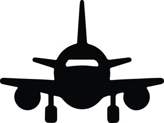 Vector Illustrator Modern Airplane Front View Flat Design Silhouette