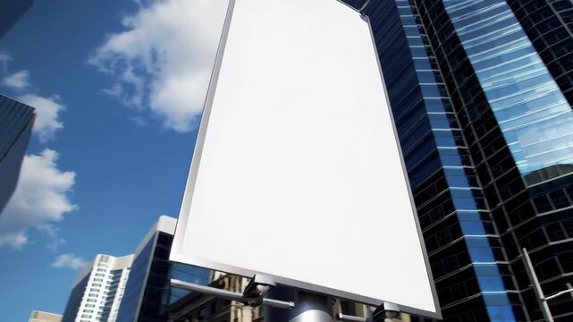 Blank vertical billboard on city street for advertising mockup.