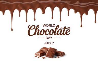 World Chocolate Day Illustration with Dripping Chocolate and Chocolate Pieces for a Delicious Celebration on July 7th