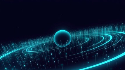 Obraz premium Abstract Futuristic Planet with Orbiting Data Streams - Digital Universe Background