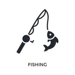 Fishing Icon Glyph Style. Vector Illustration For Graphic Design