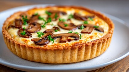 Mushroom Quiche on Plate