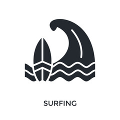 Surfing Icon Glyph Style. Vector Illustration For Graphic Design © San D