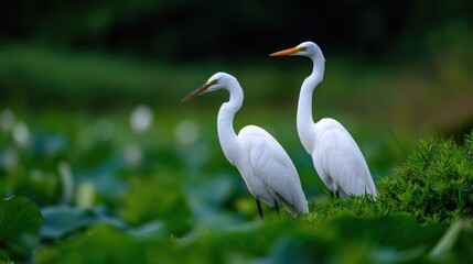 Two White Egrets in Nature
